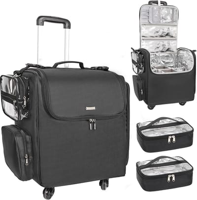 4-wheeled make-upcase met hittegeïsoleerde laag en instelbare compartimenten