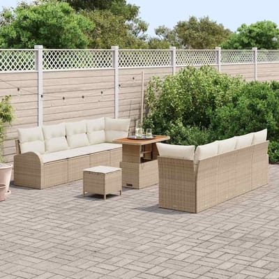 vidaXL - Tuinbank - Set - 11 - st - 10-Aantal - zitplaatsen - Beige - en - Crème