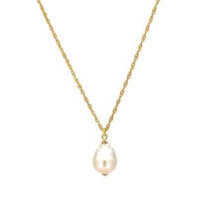 ARLIZI 2156 Ketting witte barok parel hanger - verguld - 46 cm
