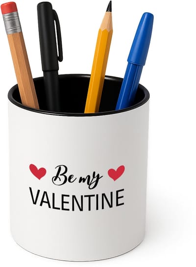 Hacebo® - Be my valentine Pennenbakje - iemand die liefde wilt geven aan een ander - pennenhouder - valentijnsdag - cadeau voor vriend/vriendin - verjaardagscadeau - kado - geschenk - gift - verrassing - Pennenbakje zwart