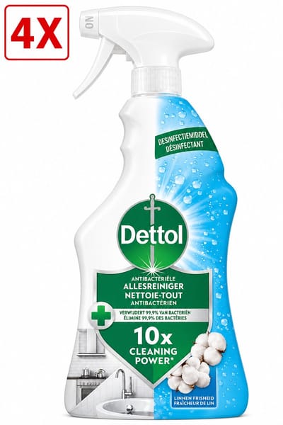 4 x Dettol - Allesreiniger - Spray - Katoenfris - Antibacterieel - Met Desinfectiemiddel - 750ml