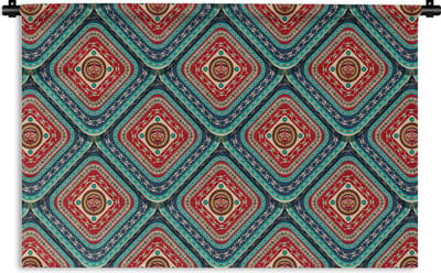 Wandkleed - Wanddoek - Azteken - Patronen - Schedel - 180x120 cm - Wandtapijt