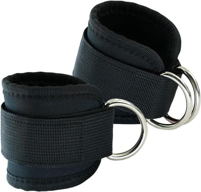 2 Pack Voet Lussen, D-Ring Voetbanden, Verstelbare Voetriemen voor Krachttraining en Fitnessoefeningen
