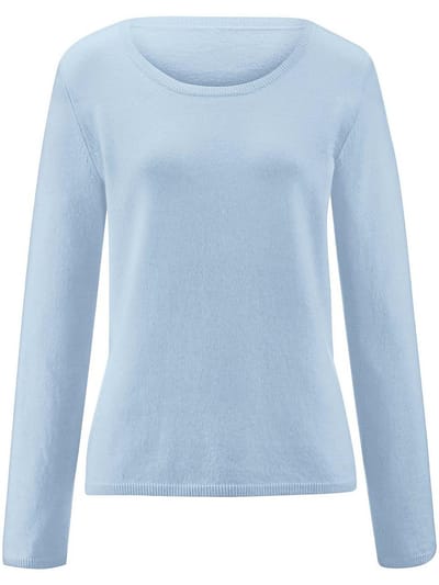 Trui 100% kasjmier ronde hals Van Peter Hahn blauw