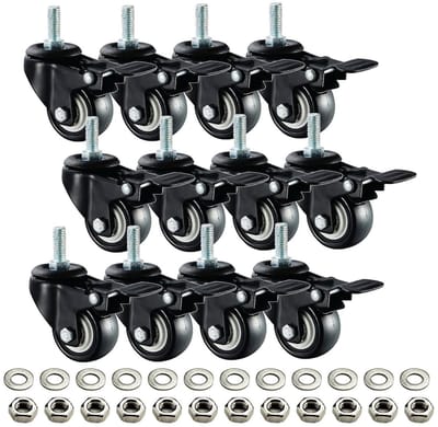 Zwaar Zwenkwiel - Industrie Wiel - Mobiele Werkbank - Heavy-duty Polyolefine - 1.5 inch schroefdraad - Zwart