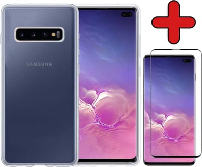 Hoesje - Met Screenprotector - Geschikt voor Samsung Galaxy S10 - Sterk & Shockproof - Telefoon Hoes - Back Cover - Siliconen Case - Telefoonhoes - Transparant