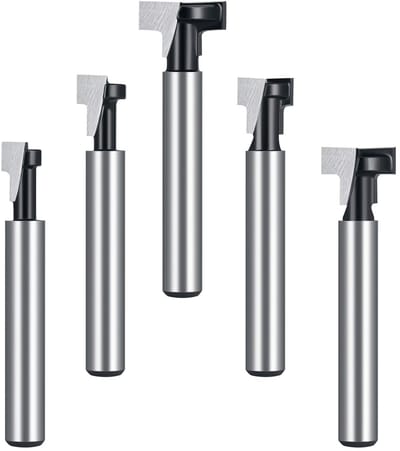 Allecto - T-Slot Freesbit Set - 5-delig - 1/4 inch Schacht - Voor Houtbewerking - Precisie Frezen - Geschikt voor Hobby en Professioneel - Inclusie...