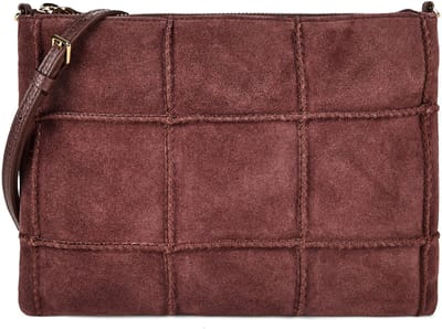 COCCINELLE Leren schoudertas Best Check Embroidery Crossbody Bag Berry / Berry donkerpaars