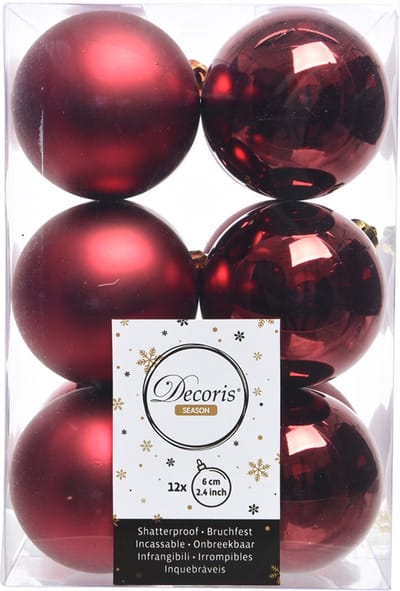 Cosy&Trendy kerstballen - 12 stuks - 6cm - kunststof