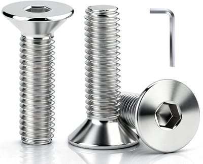 Roestvrijstalen verzonken schroeven M8 x 25mm, set van 17, vol draad, met 5mm hex-aandrijving voor stevige bevestiging