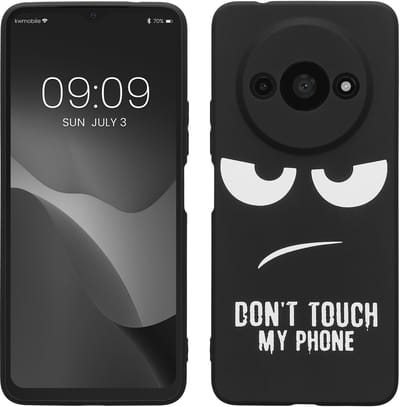 kwmobile telefoonhoesje geschikt voor Xiaomi Redmi A3 - Hoesje voor smartphone in wit / zwart - Backcover van TPU - Don't Touch My Phone design