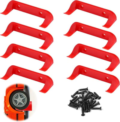 8-delige Rode Wandbeugel voor Autospeelgoed, Verticaal Display voor Modelauto's met Schroeven en Plank voor Verzamelobjecten en Speed Champions
