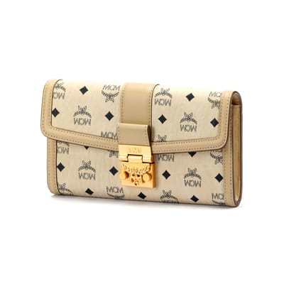 MCM Tracy Metalen Logo Monogram Print Ketting Schouderband Gecoat Canvas Met Lederen Afwerking Grote Crossbody Tas Dames crossbody tas Beige MYLDSXT01I8001 Basic Set (Bag+Dust Bag) beige