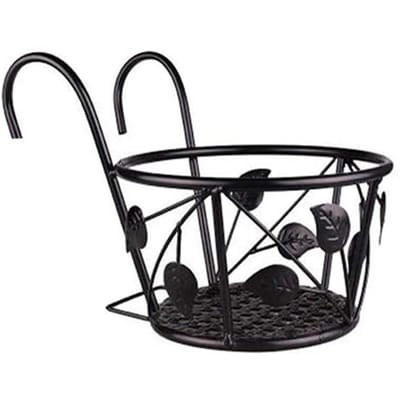 Hangende Leuning IJzeren Plantenbakken Bloempot Houder Hanger Metalen Hek Leuning voor Patio Balkon black