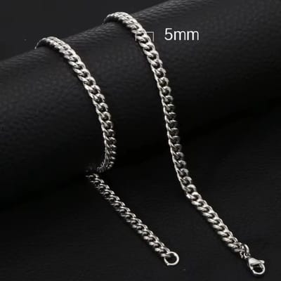 Aramat Jewels | Halskettingen | Moderne Zilverkleurige Gourmet Ketting RVS | 5.3mm / 50cm |50cm | | Staal | Volwassenen | Verkleurd niet
