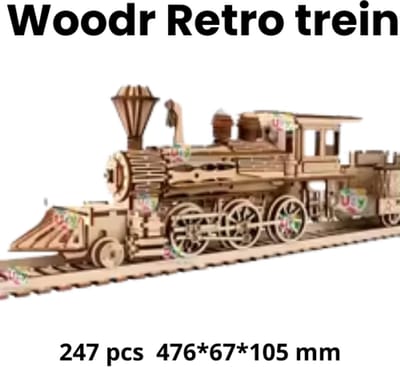 WoodR 3D puzzel modelbouwpakket 3d Houten Puzzel Retro Stoomtrein Met Spoor Spoorbrug 247 pcs 476*#67*105 mm Handgemaakte goederentrein Model Diy Speelgoed Decoratie Cadeau Voor Kinderen