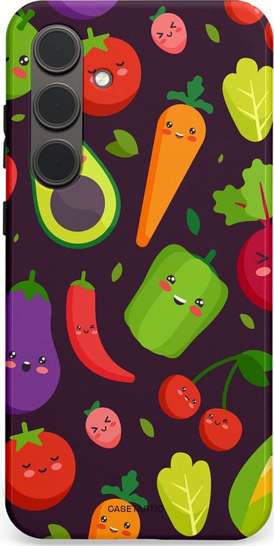 Casetastic Hoesje Geschikt voor Samsung S24 Plus - Stijlvolle Beschermende Duo-layer Case - Vrolijke Groentevrienden