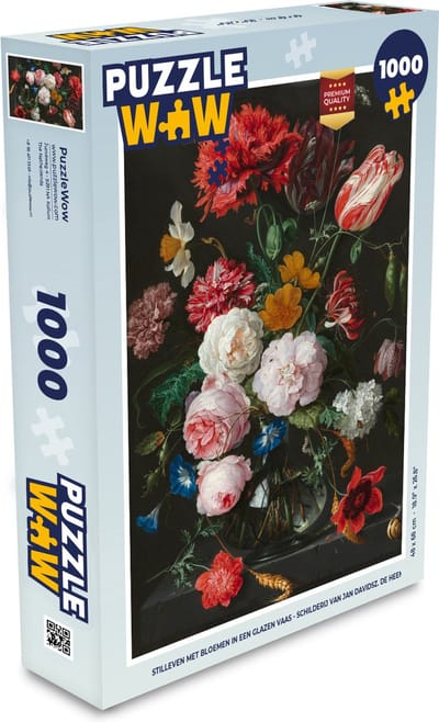 Puzzel Stilleven met bloemen in een glazen vaas - Schilderij van Jan Davidsz. de Heem - Legpuzzel - Puzzel 1000 stukjes volwassenen