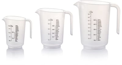 maatbeker set, 3x doseerhulp met 1x 1000 ml, 1x 500 ml en 1x 250 ml, breukvast, hittebestendig, vaatwasmachinebestendig, mengbeker voor vloeistoffen en poeders