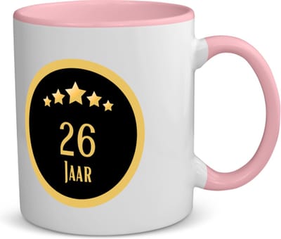 Akyol - 26 jaar koffiemok - theemok roze - Hoera 26 jaar - iemand die 26 jaar is geworden of 26 jaar lang een relatie hebben of getrouwd zijn - verjaardagscadeau - verjaardag - cadeau - kado - geschenk - relatie - trouwdag - jubileum - 350 ML inhoud