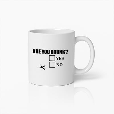 Grapige Mok met Drank Humor – Are You Drunk? Ja/Nee Aankruisvakjes – Hilarisch Cadeau voor Feestgangers