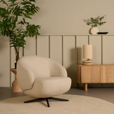 Fauteuil Chance - Textiel / Metaal - Beige - 85 x 79 x 88 cm (BxHxD)