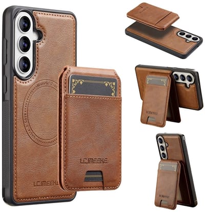 LC.IMEEKE Hoesje - Geschikt voor Samsung Galaxy A57 Hoesje - LC.IMEEKE L3 - Leather Back Cover met Pasjeshouder - MagSafe Compatible - Bruin