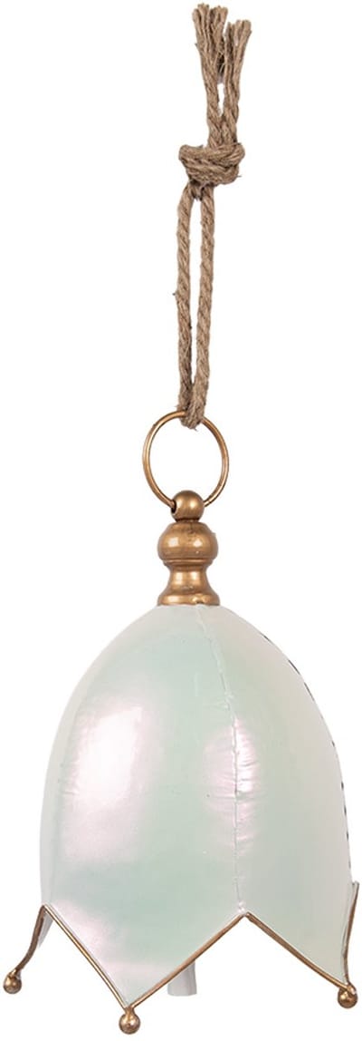 Clayre & Eef Decoratie Hanger Bel Ø 19x26 cm Wit Metaal