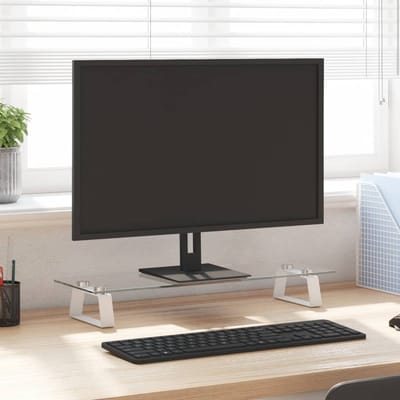 vidaXL - Monitorstandaard - 60x20x8 - cm - gehard - glas - en - metaal - wit