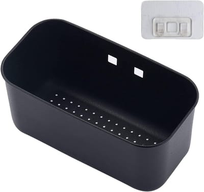 Famanu – Gootsteenorganizer roestvrij staal spoelbak zeef wastafel caddy organizer spoel roestvrij staal gebruiksvoorwerpen mand organizer gootsteen zeef zeef zeef vegtafel/fruit keuken zeef theezeef (zwart)