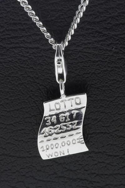 Zilveren Lotto winnend lot hanger én bedel