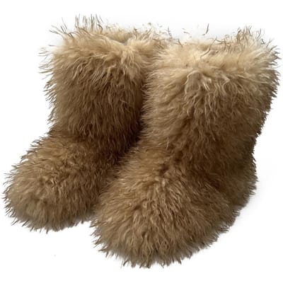 Nouvelles bottes de fourrure de mode d'hiver pour femmes et bottes de neige épaisses en velours bottes de fourrure d'imitation mignonnes 39 beige
