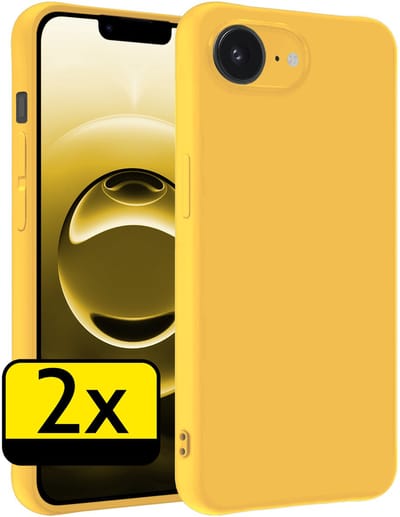 Hoesje - 2 Stuks - Geschikt voor Apple iPhone 16e - Sterk & Shockproof - Case Siliconen - Back Cover - Telefoon Hoes - Telefoonhoesjes - Geel