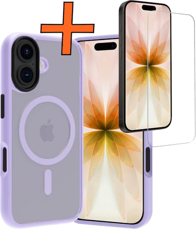 Hoes - Met Screenprotector - Geschikt voor Apple iPhone 17 - Magsafe Compatible - Sterk & Shockproof - Back Cover - Shock Proof Case - Telefoon Hoes - Lila