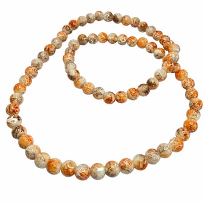 Ketting-Ines-Natuursteen-Roestbruin-Ecru- 55 cm-Charme Bijoux