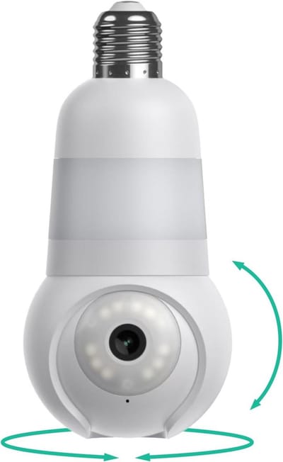 Gloeilamp Bewakingscamera - Beveiligingscamera Lamp - Thuisbeveiliging Buiten - 360 Graden Pan Tilt - 8 x 8 x 17 cm