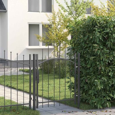 vidaXL - Tuinpoort - WOERDEN - 125 - x - 100 - cm - Staal - Grijs - Vergrendelbaar