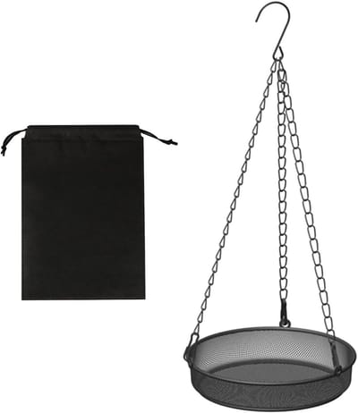 Hanging voederdispenser voor vogels met fleece tas, geschikt voor meelwormen en vogelvoer, metalen constructie voor langdurig gebruik