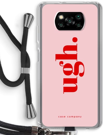 Case Company® - Hoesje met koord geschikt voor Poco X3 Pro hoesje met Koord - Ugh - Telefoonhoesje met Zwart Koord - Bescherming aan alle Kanten en Over de Schermrand