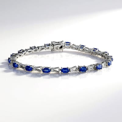 Cavill - Zilveren Armband met 3,68ct Nepal Kyaniet & Zirkonen 925 Sterling Zilver - Verstelbaar - Ovale Edelstenen - Luxe Blauwe Armband