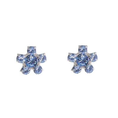 Behave - Oorbellen - Bloem - 925 Sterling Zilver - Transparante Aqua Blauwe Kristal steentjes