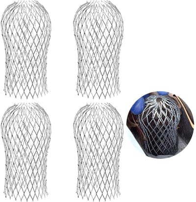 4 stuks Afvoerfilter - Bladfilter Dakgoten - Dakgootbeschermer - Boldraadrooster - Bladvanger Regenpijp - Bladvanger - Gootbescherming