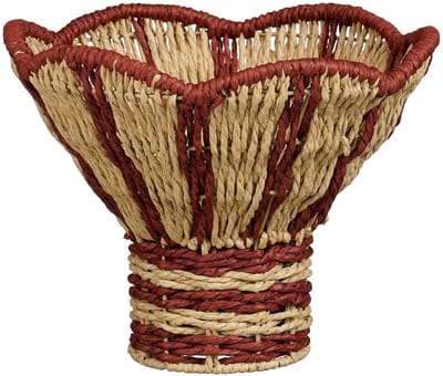 Mica Decorations Opbergmand met Handvatten - Organizer Rotan - Woondecoratie en Opbergen - H20 x Ø28 cm - Bruin, Zwart