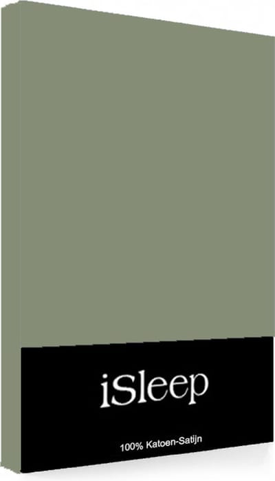 iSleep Satijn-Katoen Hoeslaken - Tweepersoons - 160x200+40 cm - Laurel Green
