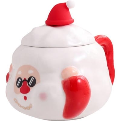 Creatieve Cartoon Kerstman Keramische Kop Kerstkop Creatieve Mok Kerst Koffiekop Cadeau Kop Set 430ML white
