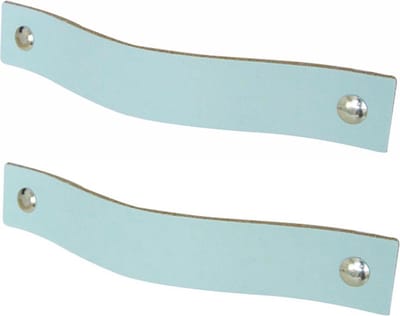 2x Leren handgrepen 'platte greep' XS - LICHTBLAUW (12,6 x 2,5 cm) - incl. 3 kleuren schroefjes (handgreepjes - leren grepen - greepjes - leren lusjes)