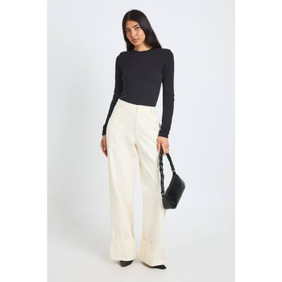 boohoo Dames Lange Basic Bodysuit Met Lange Mouwen En Ronde Hals | Zwart | Maat: 44