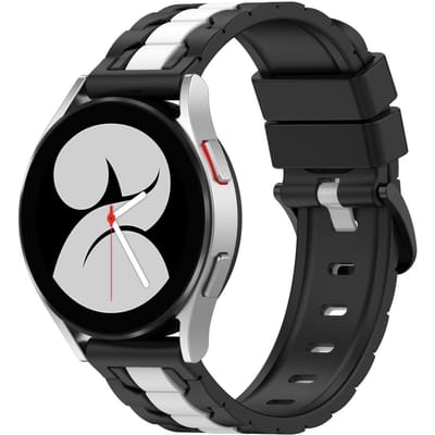 Vervangende bandjes Compatibel voor Samsung Galaxy Watch5 Tweekleurige Zachte Siliconen Polsbandjes white