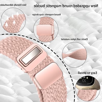 Woven Nylon Horlogeband voor Fitbit Versa 3/Versa 4/Sense 2 - Unisex Vervangband met Magnetische Sluiting en Comfortabele Pasvorm