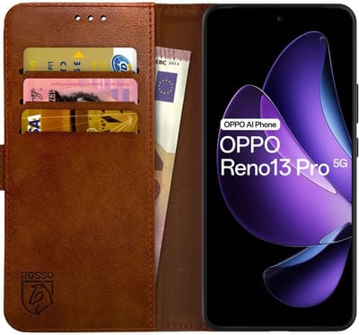 Rosso Element Geschikt voor Oppo Reno 13 Pro | Wallet Book Case | Portemonnee Hoesje | 3 Pasjes | Magneetsluiting | Stand Functie | Bruin